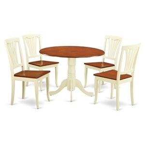 East West Furniture Dublin 5-piece Wood Dining Set with Round Table in Cherry