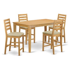 East West Furniture Capri 5-piece Wood Dining Set w/ Counter Height Stool in Oak