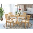 East West Furniture Dublin 5-piece Wood Dining Set with Round Table in Oak