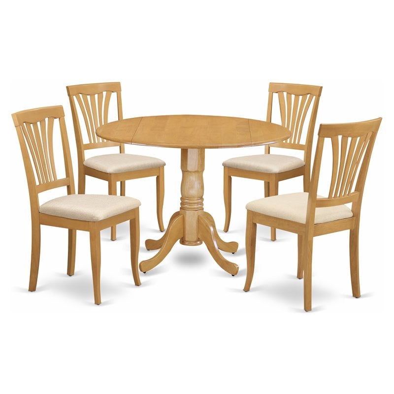 East West Furniture Dublin 5-piece Wood Dining Set with Round Table in ...