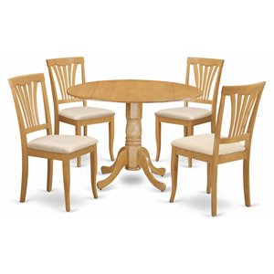 East West Furniture Dublin 5-piece Wood Dining Set with Round Table in Oak