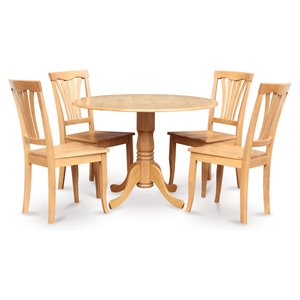 East West Furniture Dublin 5-piece Traditional Wood Dining Room Set in Oak
