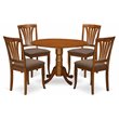 East West Furniture Dublin 5-piece Dining Set with Round Table in Saddle Brown
