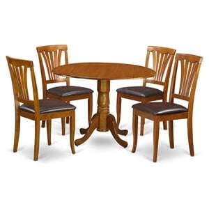 East West Furniture Dublin 3-piece Wood Dining Set in Saddle Brown
