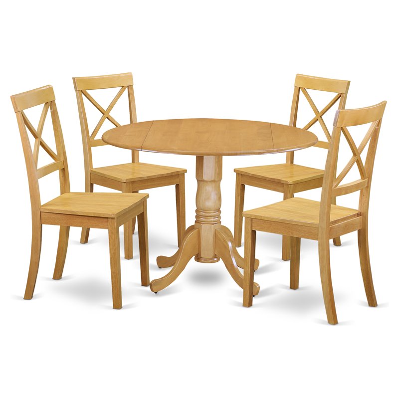 East West Furniture Dublin 5-piece Traditional Wood Dining Table Set in Oak