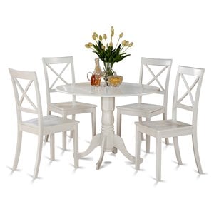 East West Furniture Dublin 5-piece Wood Kitchen Set in Linen White