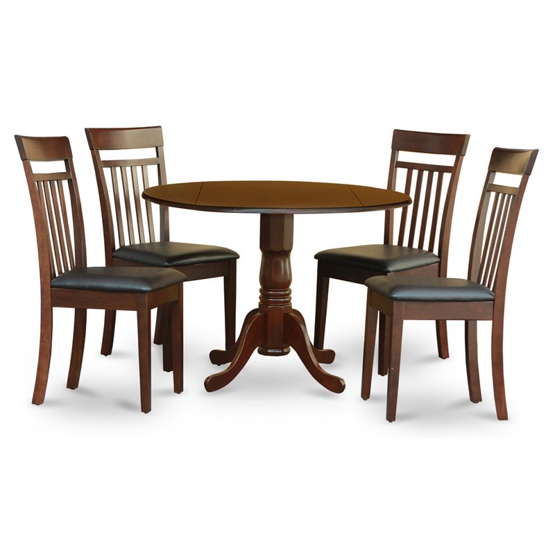 East West Furniture Dublin 5-piece Wood Dining Table Set in Mahogany