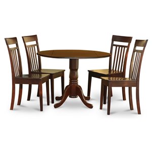 East West Furniture Dublin 5-piece Wood Dining Room Set in Mahogany