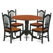 East West Furniture Dublin 5-piece Dining Set with Wood Seat in Black/Cherry