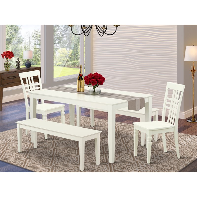 East West Furniture Capri 5-piece Wood Kitchen Table Set in Linen White