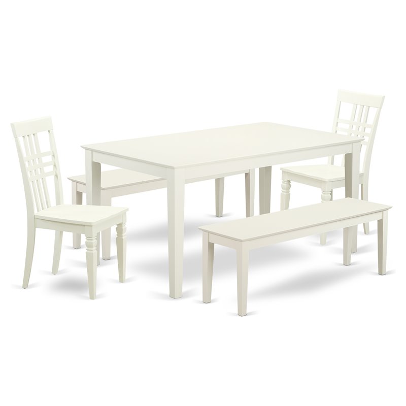 East West Furniture Capri 5-piece Wood Kitchen Table Set in Linen White
