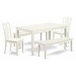 East West Furniture Capri 5-piece Wood Kitchen Table Set in Linen White