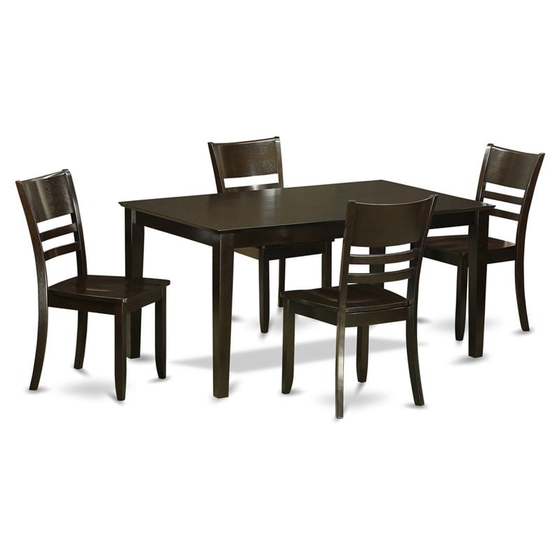 East West Furniture Capri 5-piece Wood Kitchen Table Set in Cappuccino