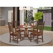 East West Furniture Dublin 5-piece Dining Set with Wood Seat in Mahogany