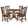 East West Furniture Dublin 5-piece Dining Set with Wood Seat in Mahogany