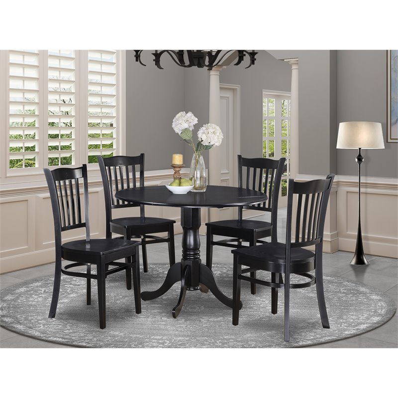 East West Furniture Dublin 5-piece Traditional Wood Kitchen Table Set in Black