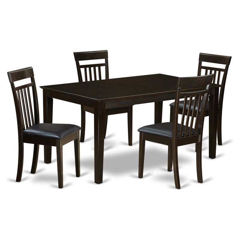 East West Furniture Capri 5-piece Wood Dining Table and Chairs in Cappuccino