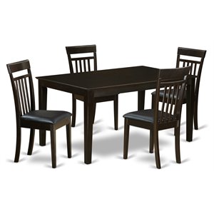 East West Furniture Capri 5-piece Wood Dining Table and Chairs in Cappuccino