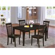 East West Furniture Capri 5-piece Wood Table and Dining Chair Set in Cappuccino