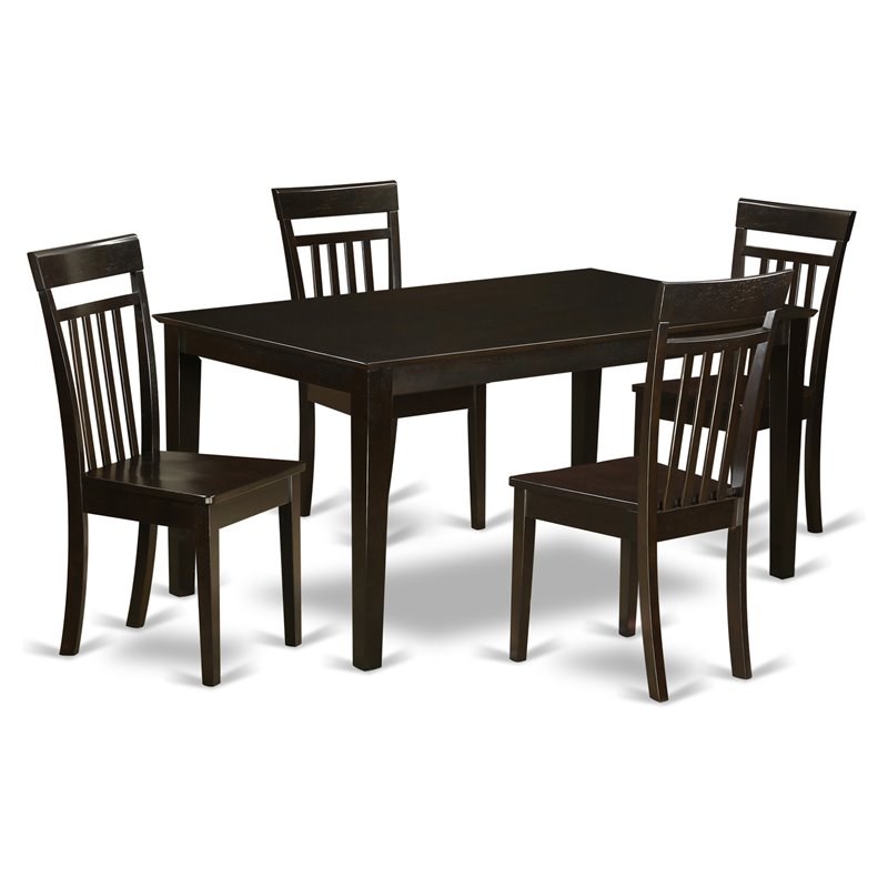 East West Furniture Capri 5-piece Wood Table and Dining Chair Set in Cappuccino