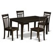 East West Furniture Capri 5-piece Wood Table and Dining Chair Set in Cappuccino