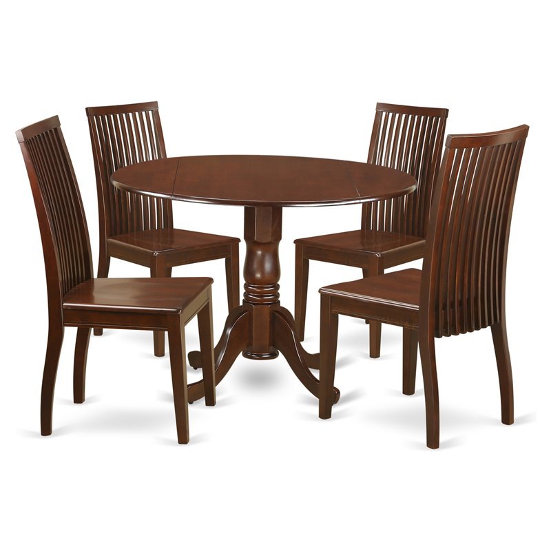 East West Furniture Dublin 5-piece Traditional Wood Kitchen Set in Mahogany