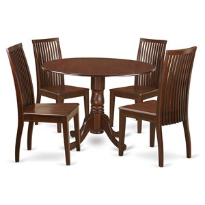 East West Furniture Dublin 5-piece Traditional Wood Kitchen Set in Mahogany