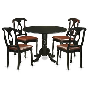 East West Furniture Dublin 5-piece Traditional Wood Dinette Table Set in Black