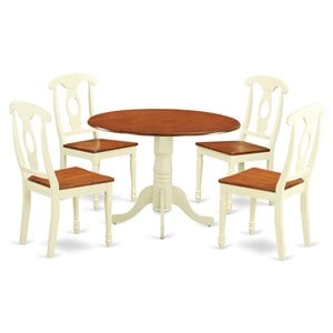 East West Furniture Dublin 5-piece Wood Dining Room Set in Buttermilk/Cherry