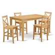 East West Furniture Capri 5-piece Counter Height Table Dining Chair Set in Oak