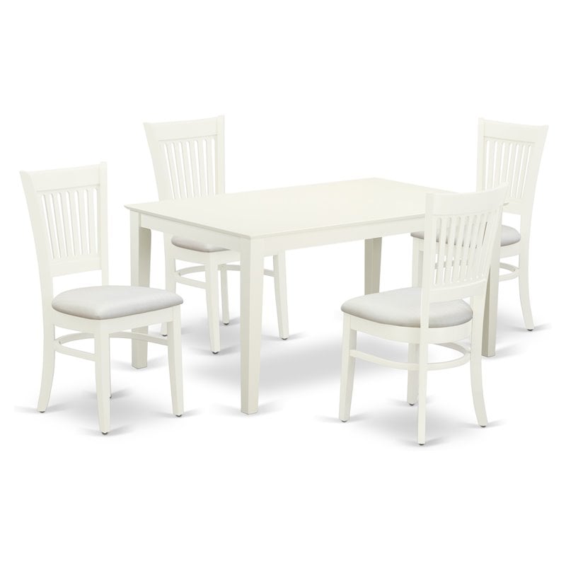 East West Furniture Capri 5-piece Wood Dining Set with Slatted Back in White