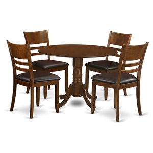 east west furniture dublin 5-piece dining set with leather chairs in espresso