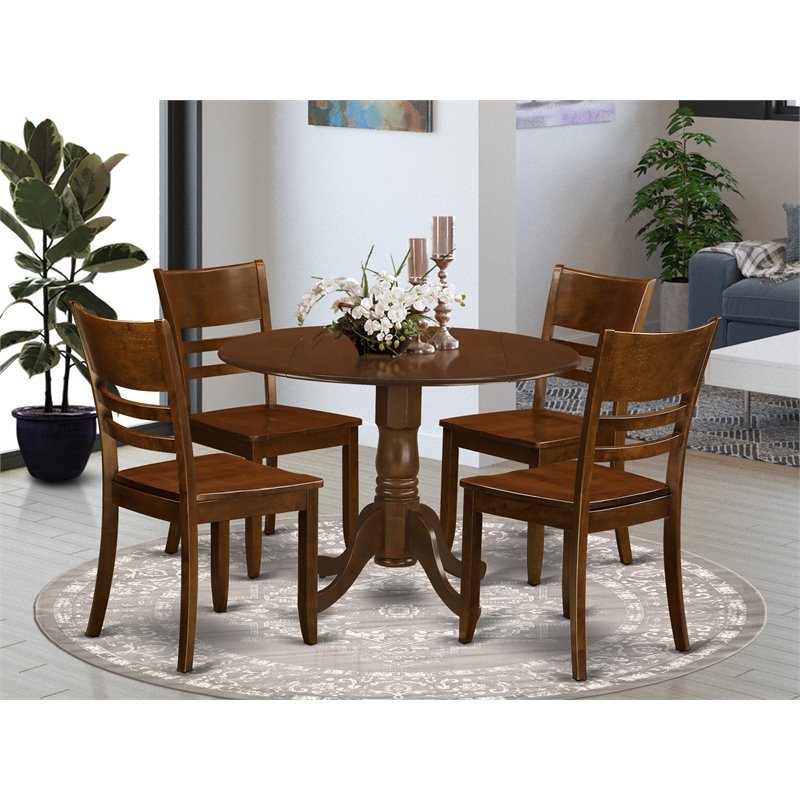 East West Furniture Dublin 5-piece Traditional Wood Dining Set in Espresso