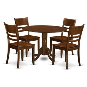 east west furniture dublin 5-piece traditional wood dining set in espresso