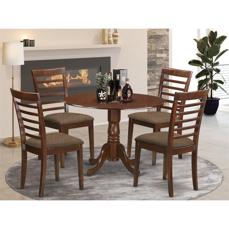 East West Furniture Dublin 5-piece Wood Dining Table and Chair Set in Mahogany