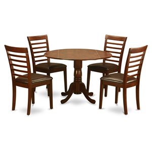 East West Furniture Dublin 5-piece Wood Dining Table and Chairs in Mahogany