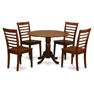 East West Furniture Dublin 5-piece Wood Kitchen Table and Chair Set in Mahogany