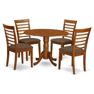 east west furniture dublin 5-piece wood dining room set in saddle brown