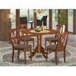 East West Furniture Dublin 5-piece Wood Kitchen Table Set in Saddle Brown