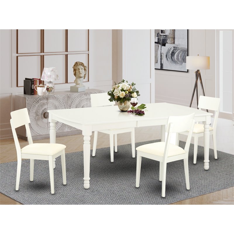 East West Furniture Dover 5-piece Traditional Wood Dining Set in Linen White