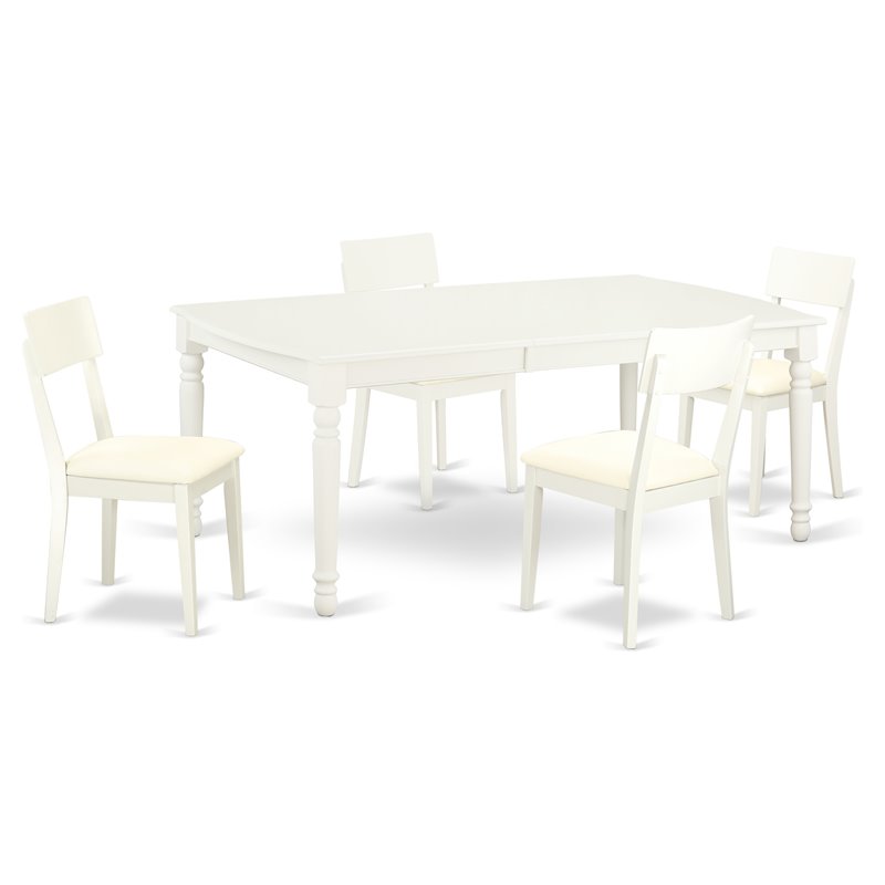 East West Furniture Dover 5-piece Traditional Wood Dining Set in Linen White