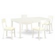 East West Furniture Dover 5-piece Traditional Wood Dining Set in Linen White