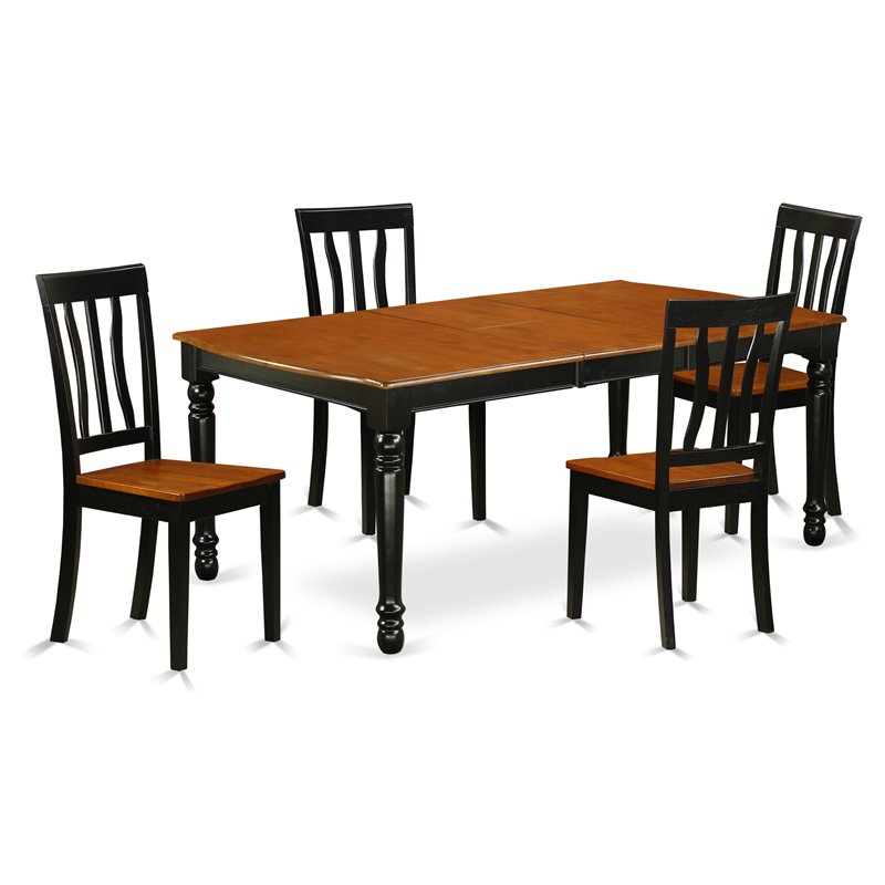 East West Furniture Dover 5-piece Traditional Wood Dining Set in Black/Cherry
