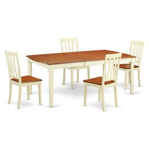 east west furniture dover 5-piece wood dining set in buttermilk/cherry