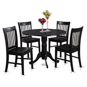 East West Furniture Dublin 5-piece Wood Table and Dining Chair Set in Black
