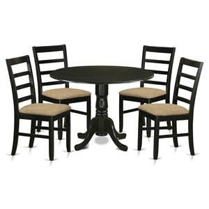 East West Furniture Dublin 5-piece Wood Table and Dining Chairs in Black