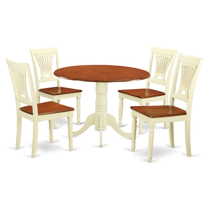 East West Furniture Dublin 5-piece Table and Dining Chair Set in Cherry