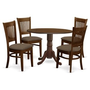 East West Furniture Dublin 5-piece Wood Dining Table Set in Espresso