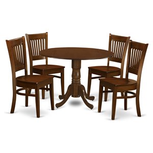east west furniture dublin 5-piece wood dining room set in espresso