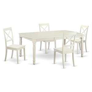 east west furniture dover 5-piece wood dining table set in linen white